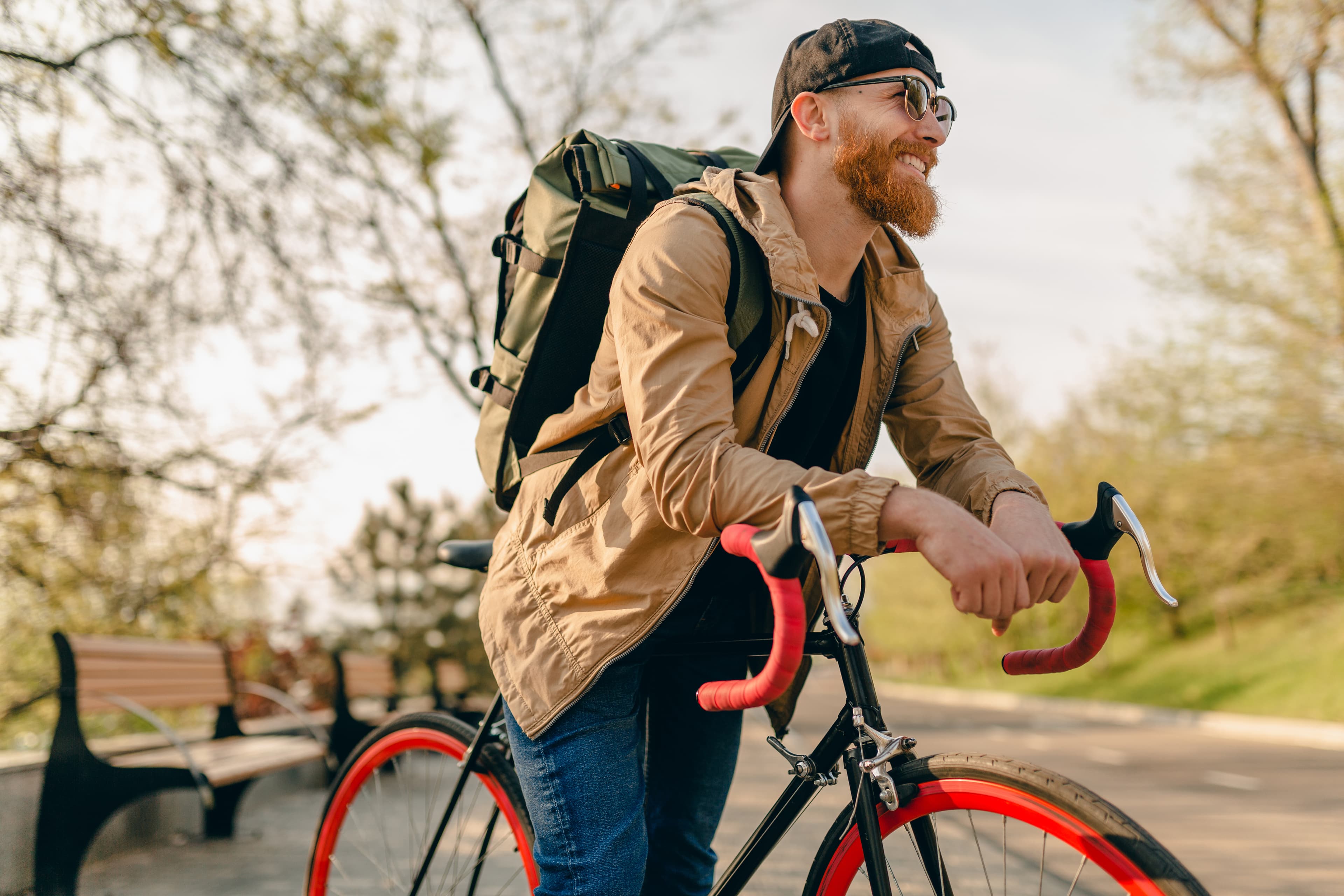 Employee cycling outdoors